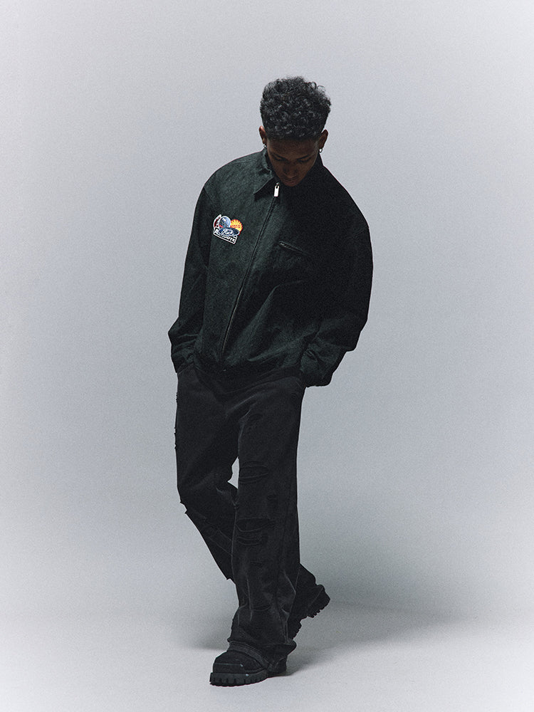 ANTIDOTE Badge Embroidery Lapel Detroit Work Jacket | Face 3 Face