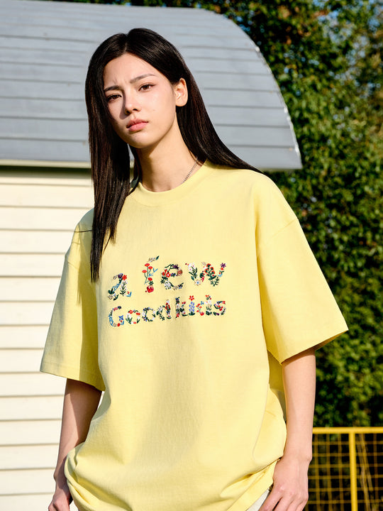 AFGK Floral Letter Embroidery Tee