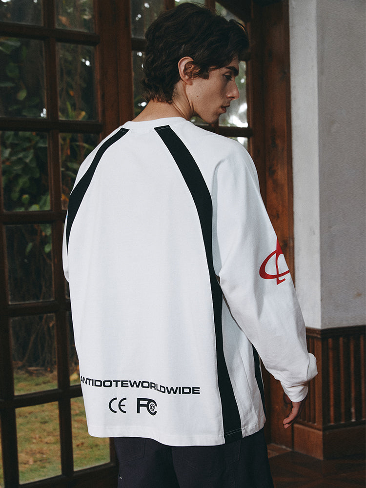 ANTIDOTE Multi Logo Contrasting Racing Long Sleeve Tee