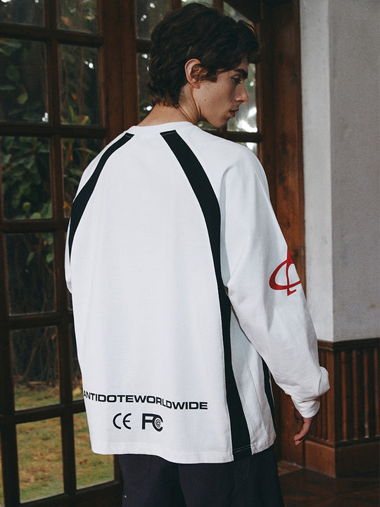 ANTIDOTE Multi Logo Contrasting Racing Long Sleeve Tee