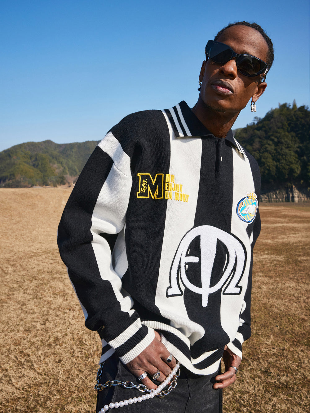 MEDM Polo Collar Embroidered Knit Sweater