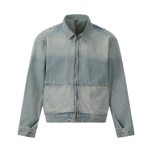 F3F Select Washed Denim Zip Up Work Jacket | Face 3 Face