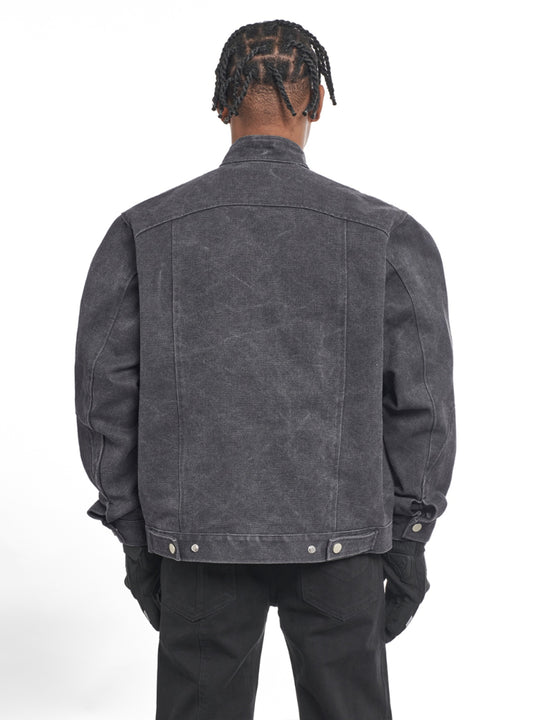 F3F Select Washed Denim Short Motorcycle Jacket | Face 3 Face
