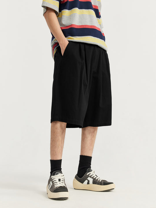 F3F Select Basic Solid Color Two Tuck Wide Shorts