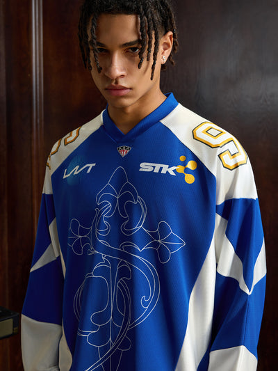 Small Town Kid Patchwork Mesh Long Sleeve Hockey Jersey | Face 3 Face