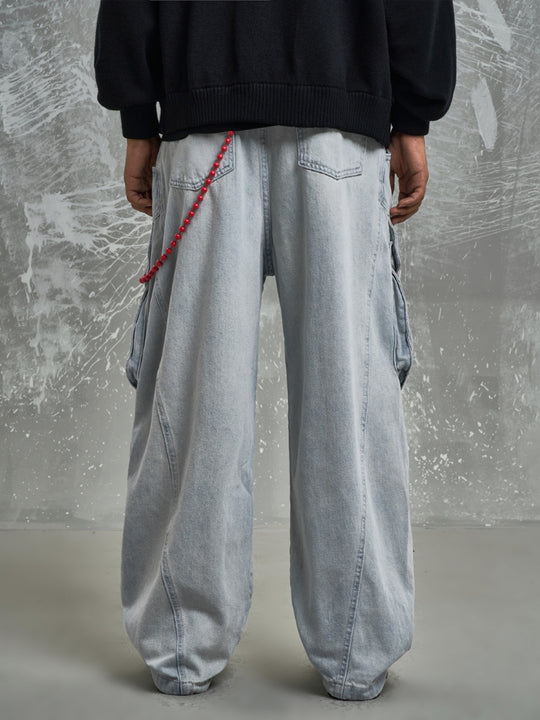 F3F Select 3D Pockets Washed Baggy Paratrooper Work Jeans | Face 3 Face