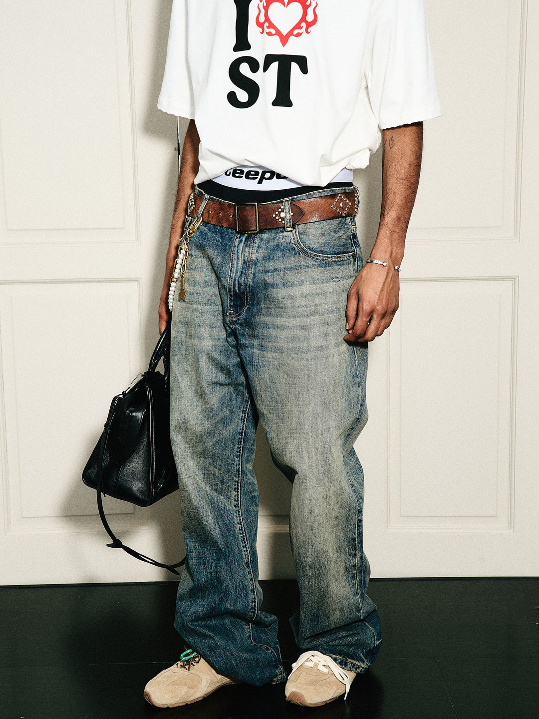 STEEPC Vintage Washed Cat Whisker Bootcut Jeans | Face 3 Face