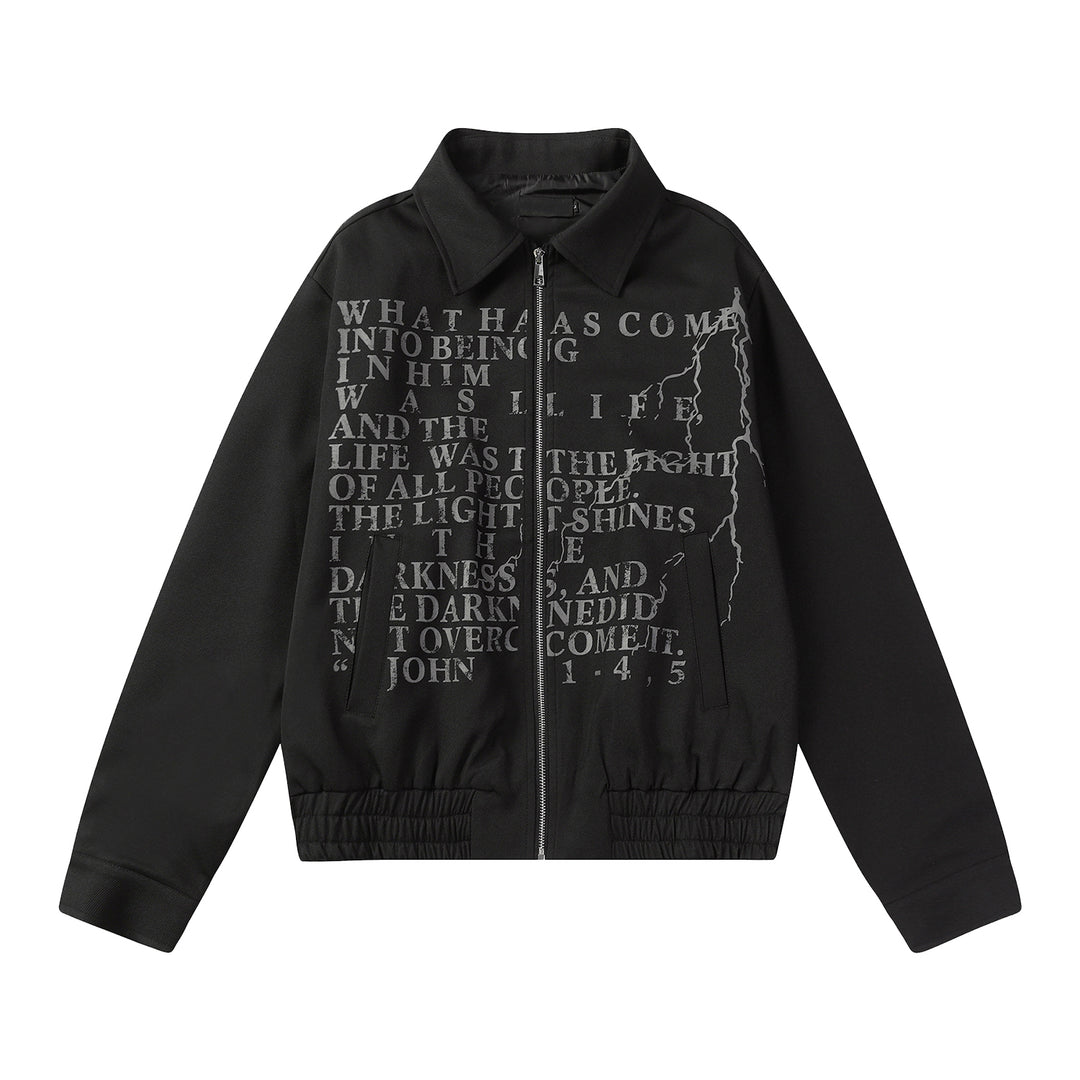 F3F Select Letter Printed Zip Short Jacket | Face 3 Face