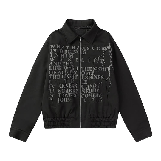 F3F Select Letter Printed Zip Short Jacket | Face 3 Face