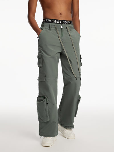 Small Town Kid Drawstring Multi Pocket Work Cargo Pants | Face 3 Face