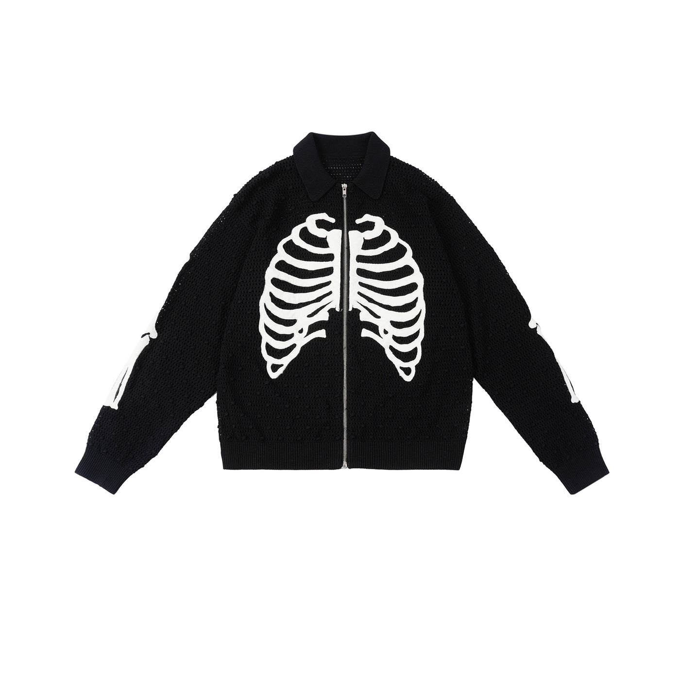 S45 Skeleton Mesh Zip Up Knit Cardigan | Face 3 Face