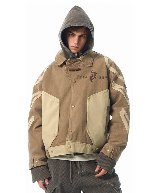 JHYQ Contrast Color Stitching Canvas Work Jacket | Face 3 Face