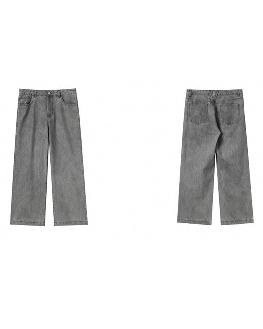 JHYQ Brush Wax Process Smoky Gray Washed Baggy Jeans | Face 3 Face
