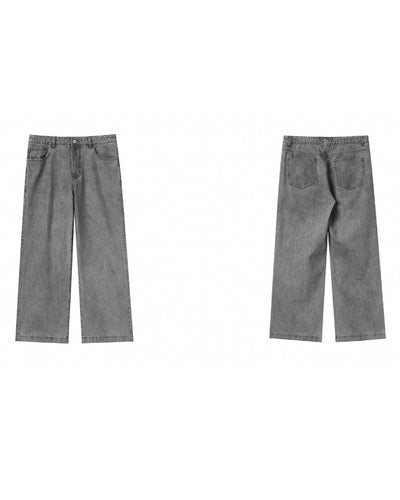 JHYQ Brush Wax Process Smoky Gray Washed Baggy Jeans | Face 3 Face