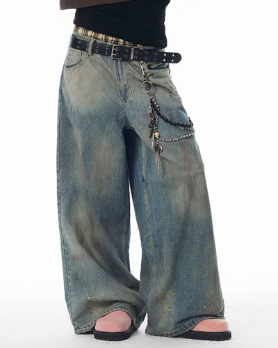 JHYQ Distressed Contrast Dyed Holes Baggy Jeans | Face 3 Face