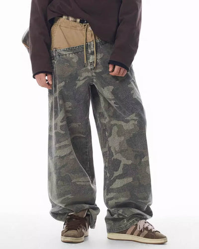 JHYQ 3D Pseudo Double Waist Camouflage Baggy Work Pants | Face 3 Face