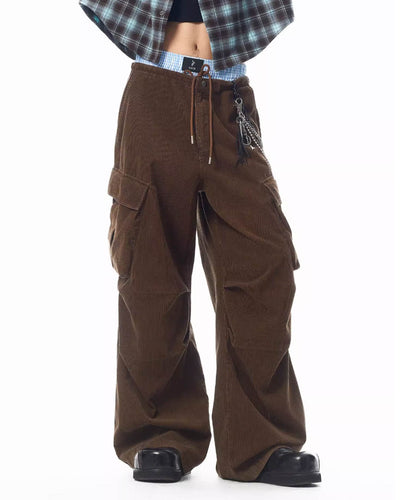 JHYQ Corduroy Pleated Baggy Pants | Face 3 Face