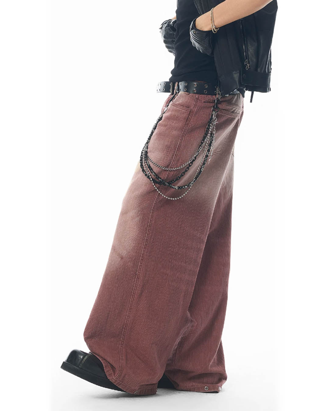 JHYQ Bordeaux Red Wash Baggy Jeans | Face 3 Face