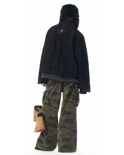 JHYQ Pleated Light Camouflage Adjustable Leg Baggy Cargo Pants | Face 3 Face