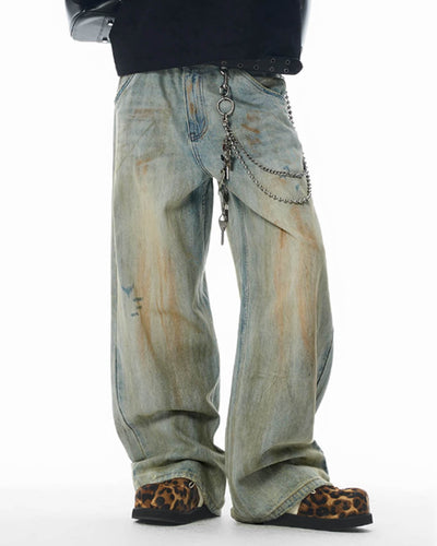 JHYQ Vintage Dirty Dyed Washed Baggy Jeans | Face 3 Face