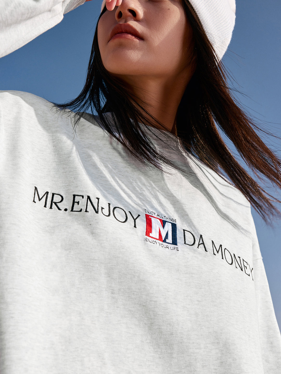 MEDM Flag Label Embroidery Long Sleeved Tee