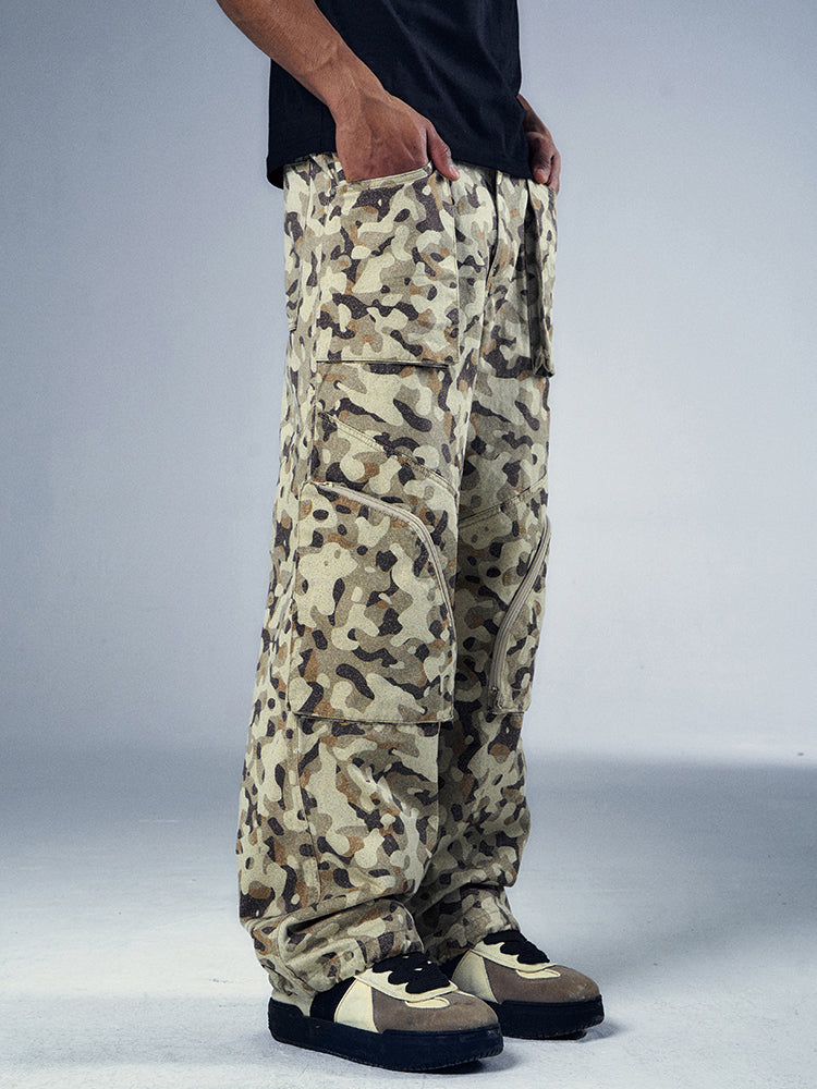 YADcrew x BIPOLAR Camouflage Multi Pocket Cargo Pants