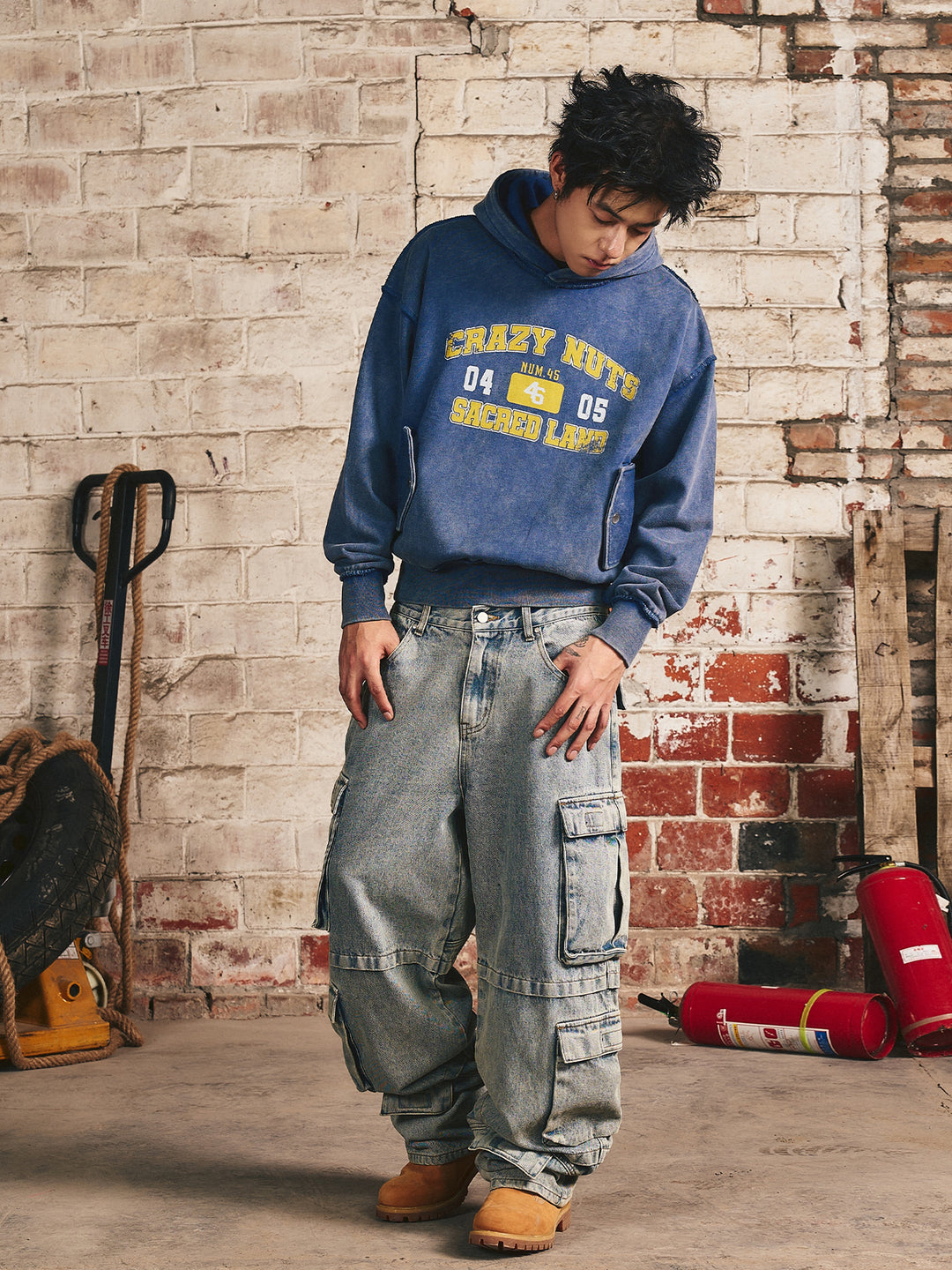 S45 Thread Destruction Washed Hoodie | Face 3 Face