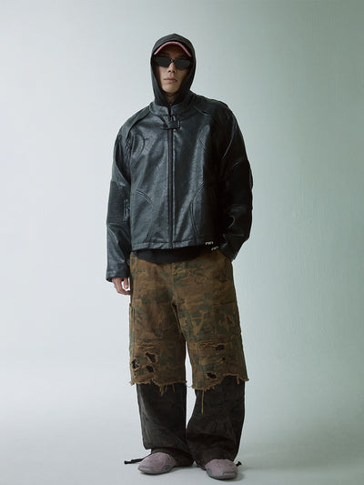 F2CE Camouflage Scrap Wash Destruction Double Layered Pants | Face 3 Face