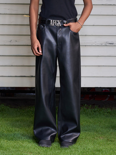 AFGK Punk Embroidery Leather Pants | Face 3 Face