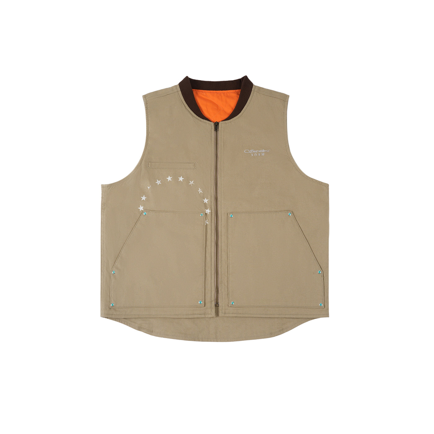 S45 Denim Printed Color Blocked Work Vest | Face 3 Face