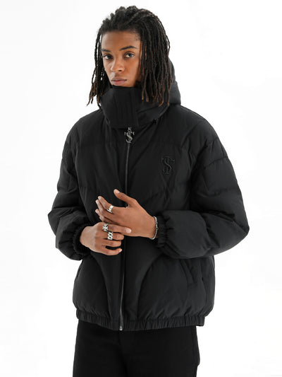 Small Town Kid Quilted Embroidery Hooded Down Jacket | Face 3 Face