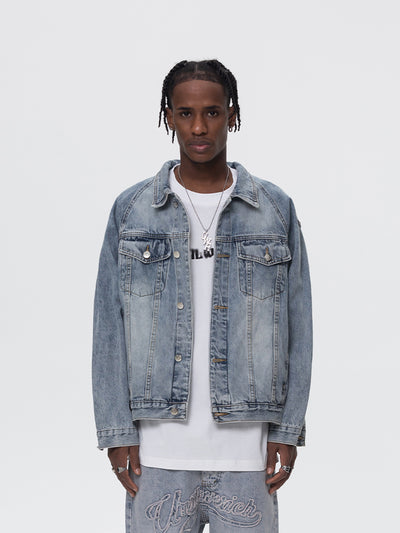 UNTILWERICH Old Washed Patchwork Embroidery Denim Jacket | Face 3 Face