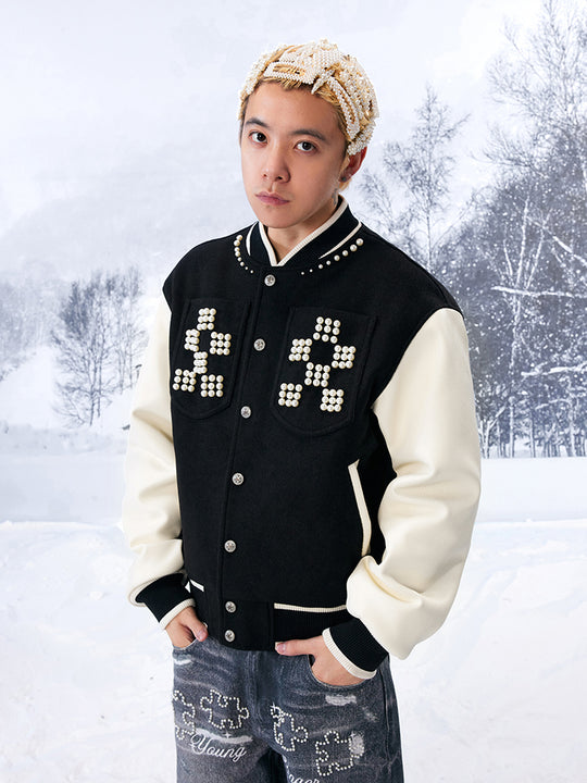 YADcrew Pearl Checkerboard Varsity Jacket | Face 3 Face