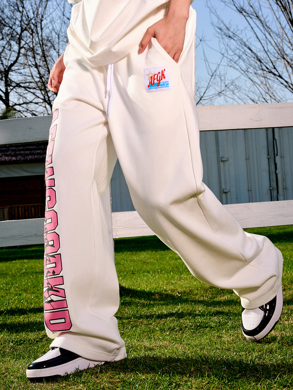 AFGK Double Row Letter Printed Sweat Pants