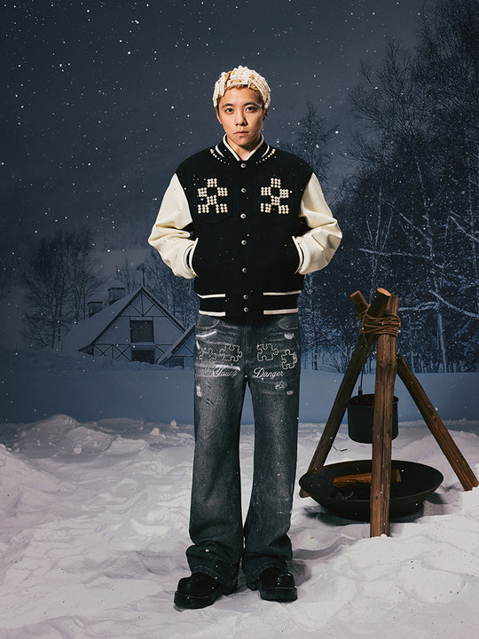 YADcrew Pearl Checkerboard Varsity Jacket | Face 3 Face