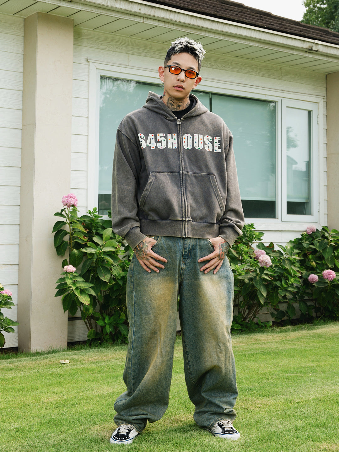 S45 Gemstone Logo Washed Zip Up Hoodie | Face 3 Face