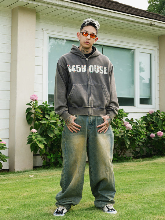 S45 Gemstone Logo Washed Zip Up Hoodie | Face 3 Face