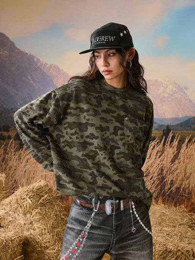 YADcrew Wormhole Camouflage Pocket Long Sleeve Tee | Face 3 Face