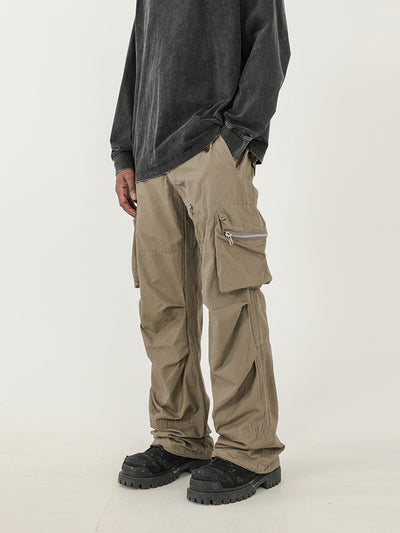 F3F Select Design Zipper Multi Pocket Pleated Work Cargo Pants