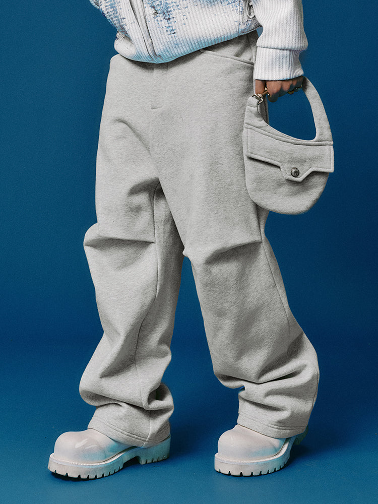 YADcrew Removable Belt Bag Folded Pleated Sweatpants | Face 3 Face