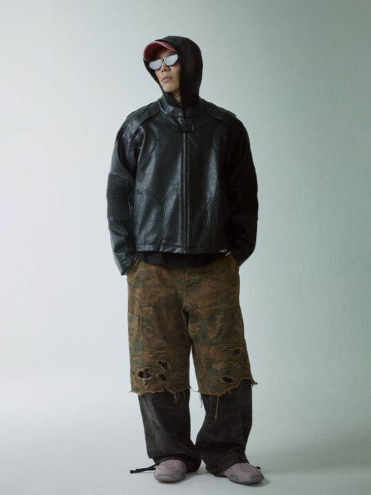 F2CE Deconstructed Leather Rider Jacket | Face 3 Face