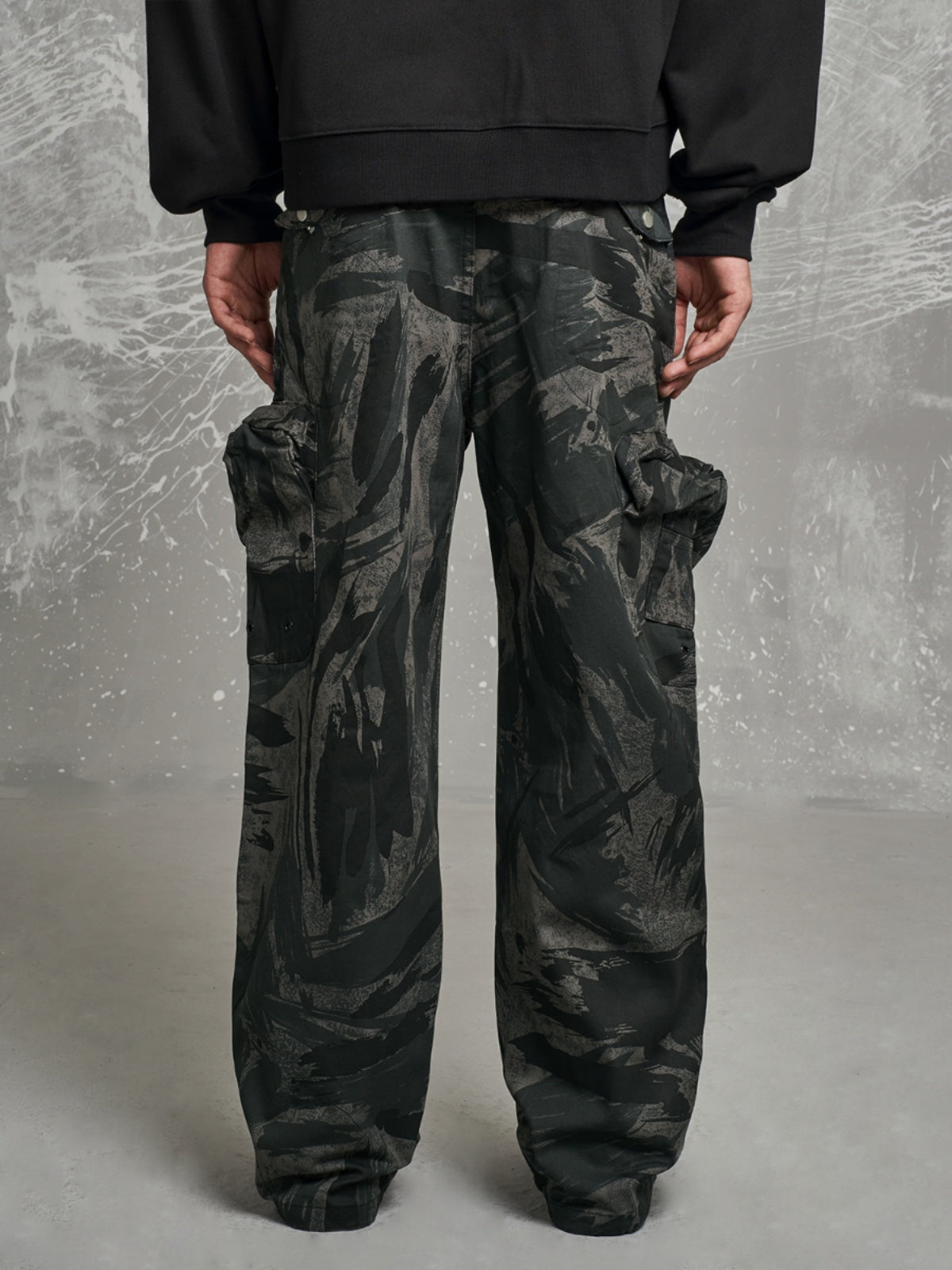 F3F Select Gray Camouflage Multi Pocket Baggy Cargo Pants | Face 3 Face