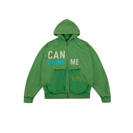 S45 Washed Flocking 3D Printed Zip Up Hoodie | Face 3 Face