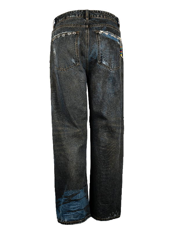 EVILKNIGHT(EK) Customized Peach Heart Dirty Wash Denim Jeans
