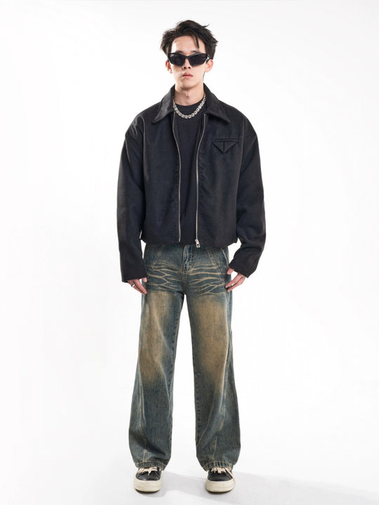 F3F Select Washed Ripple Wide Legged Jeans