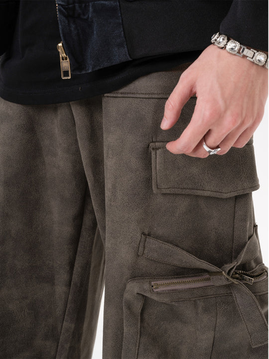 F3F Select Texture Suede Multi Pocket Work Cargo Pants