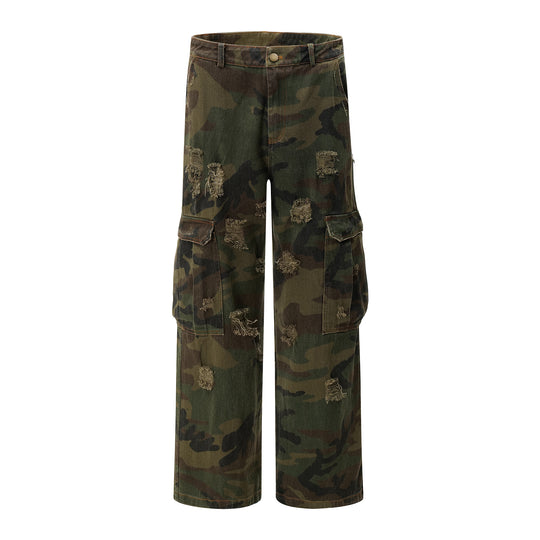 F3F Select Distressed Camouflage Cargo Jeans | Face 3 Face