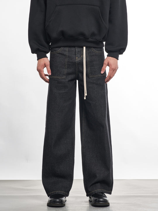 F3F Select Drawstring Belt Patch Pocket Jeans | Face 3 Face