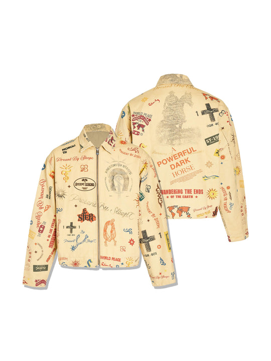 STEEPC Multi Full Print Vintage Work Jacket | Face 3 Face