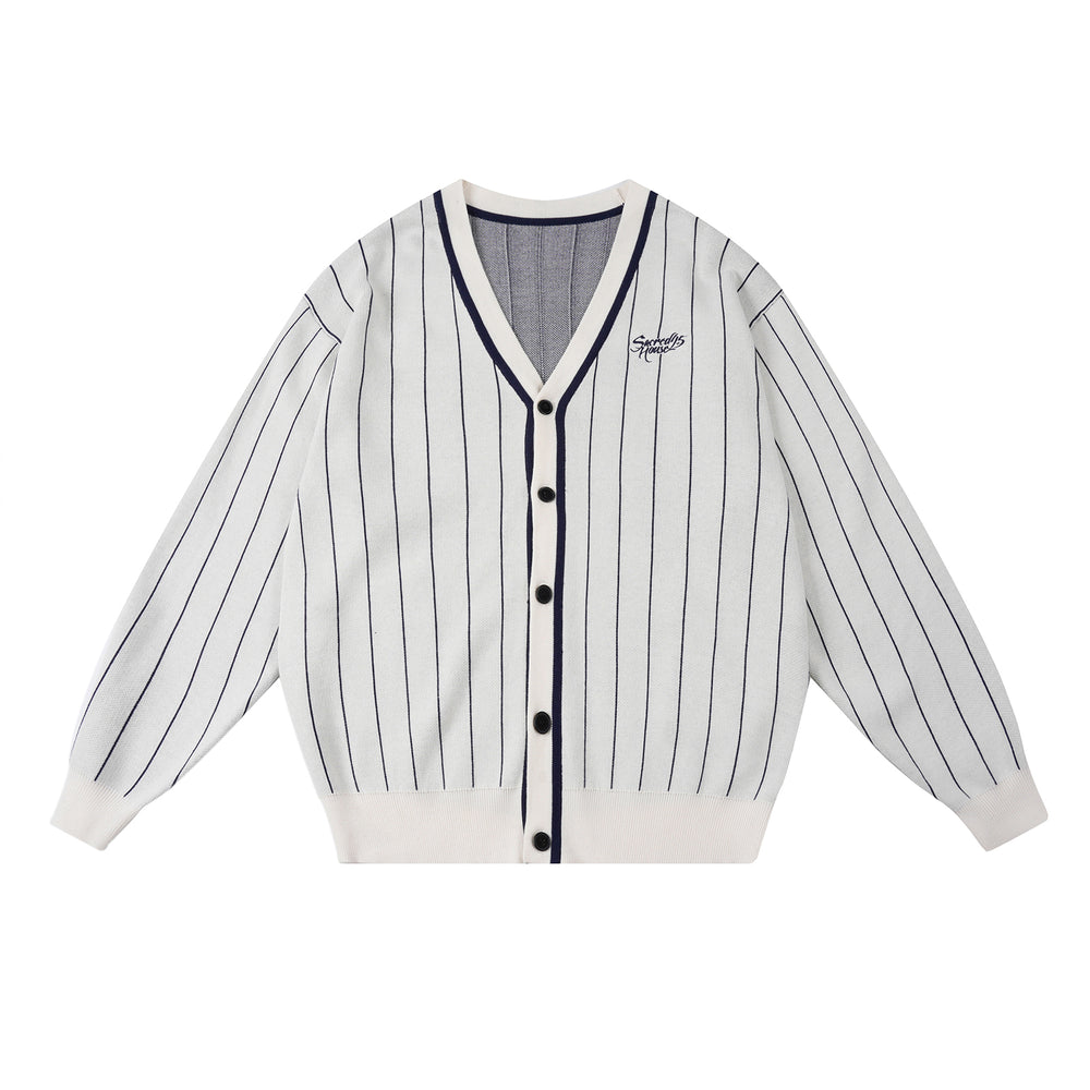 S45 Vertical Stripe Logo Knit Cardigan | Face 3 Face